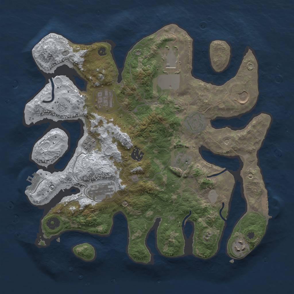 Rust Map: Procedural Map, Size: 3500, Seed: 3337161, 18 Monuments
