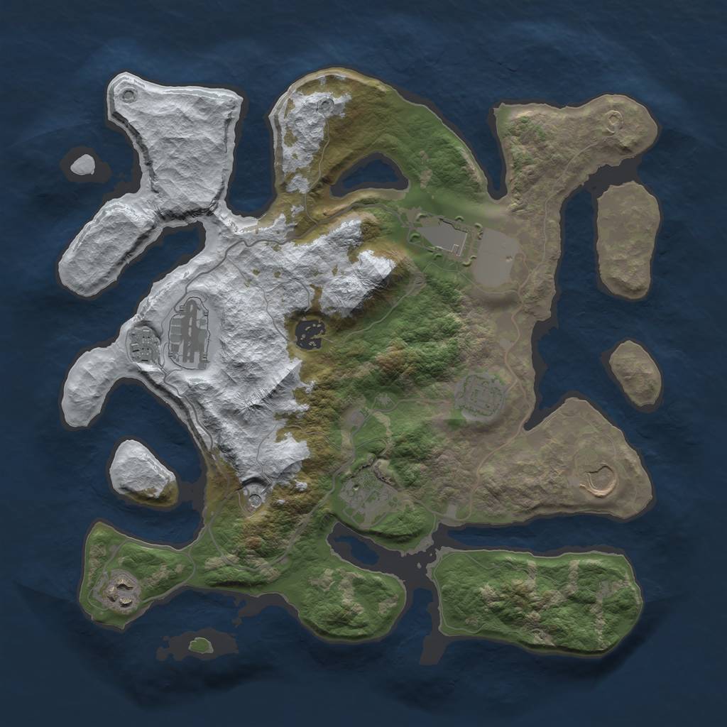 Rust Map: Barren, Size: 3500, Seed: 6408512, 11 Monuments