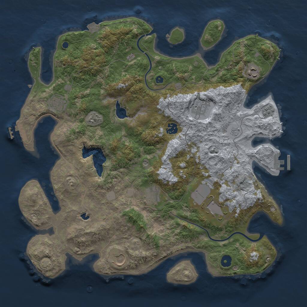 Rust Map: Procedural Map, Size: 4000, Seed: 1615050, 14 Monuments