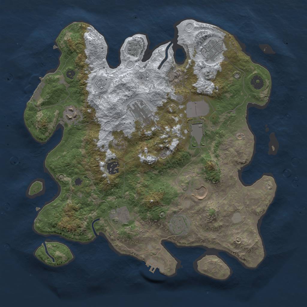 Rust Map: Procedural Map, Size: 3500, Seed: 486035, 18 Monuments