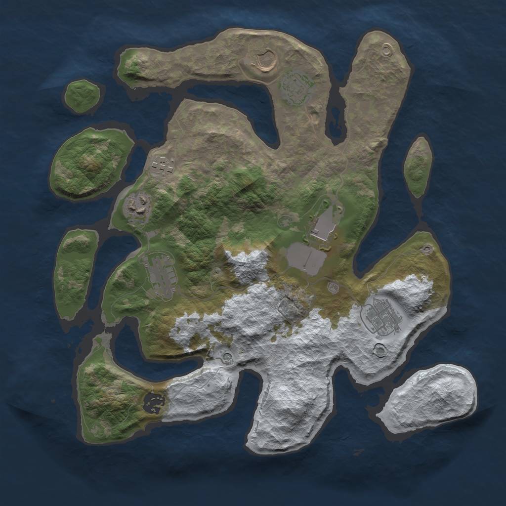 Rust Map: Barren, Size: 3500, Seed: 4492261, 11 Monuments