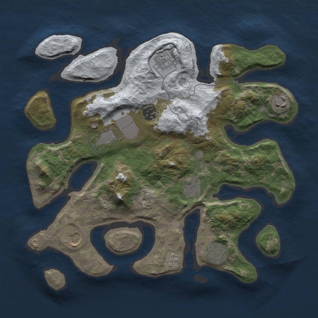 Rust Map: Barren, Size: 3500, Seed: 4449474, 11 Monuments