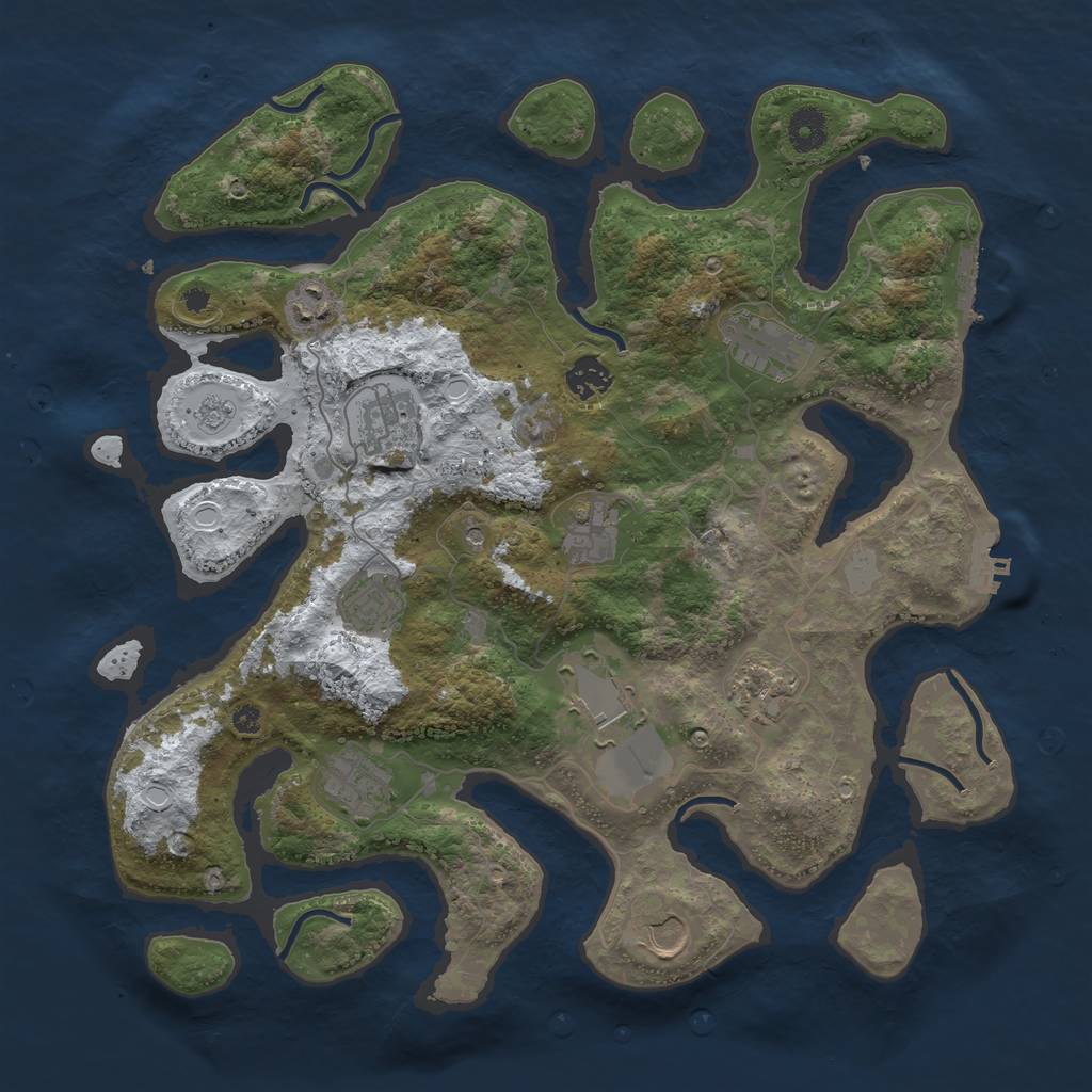 Rust Map: Procedural Map, Size: 3850, Seed: 1975616249, 19 Monuments