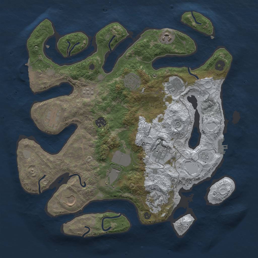 Rust Map: Procedural Map, Size: 3700, Seed: 1447172675, 19 Monuments