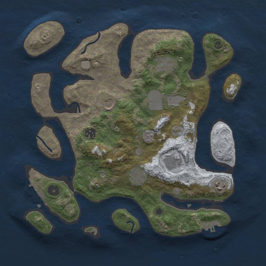 Rust Map: Procedural Map, Size: 3500, Seed: 4462615, 16 Monuments