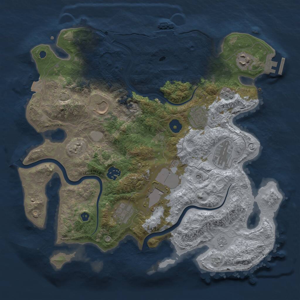 Rust Map: Procedural Map, Size: 3500, Seed: 5835470, 14 Monuments