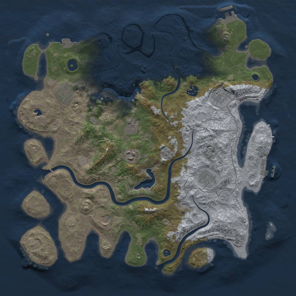 Rust Map: Procedural Map, Size: 4000, Seed: 2835471, 14 Monuments
