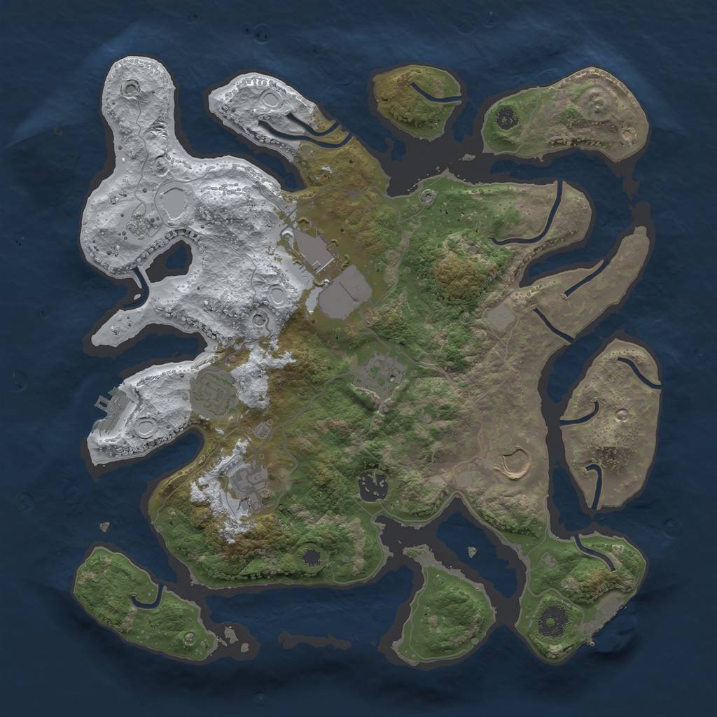 Rust Map: Procedural Map, Size: 3500, Seed: 1383199, 15 Monuments