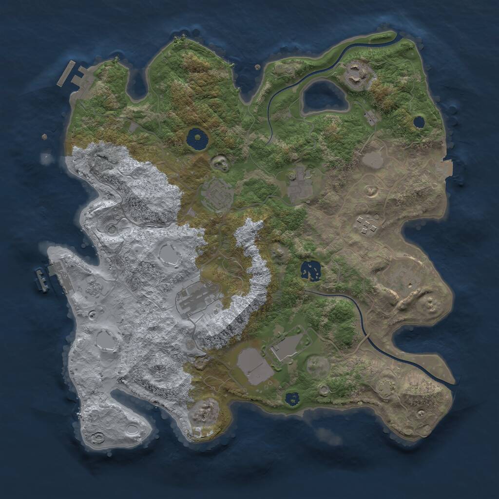 Rust Map: Procedural Map, Size: 3500, Seed: 2724827, 14 Monuments