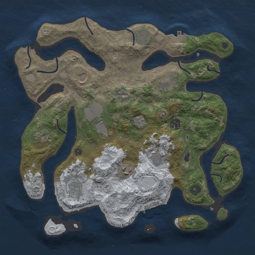 Rust Map: Procedural Map, Size: 3550, Seed: 436595, 19 Monuments