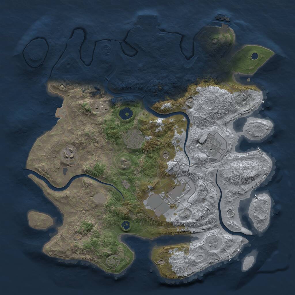 Rust Map: Procedural Map, Size: 3500, Seed: 5915565, 11 Monuments