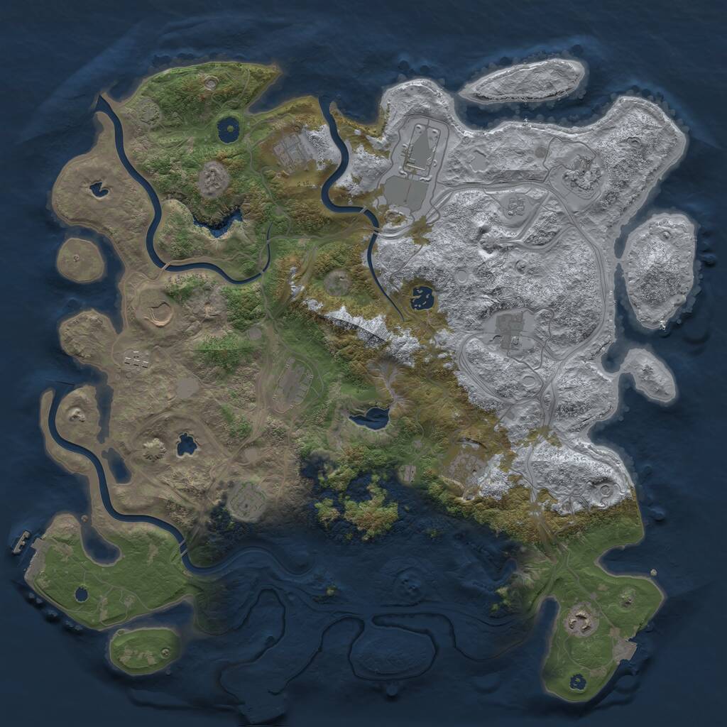 Rust Map: Procedural Map, Size: 4500, Seed: 7752, 17 Monuments