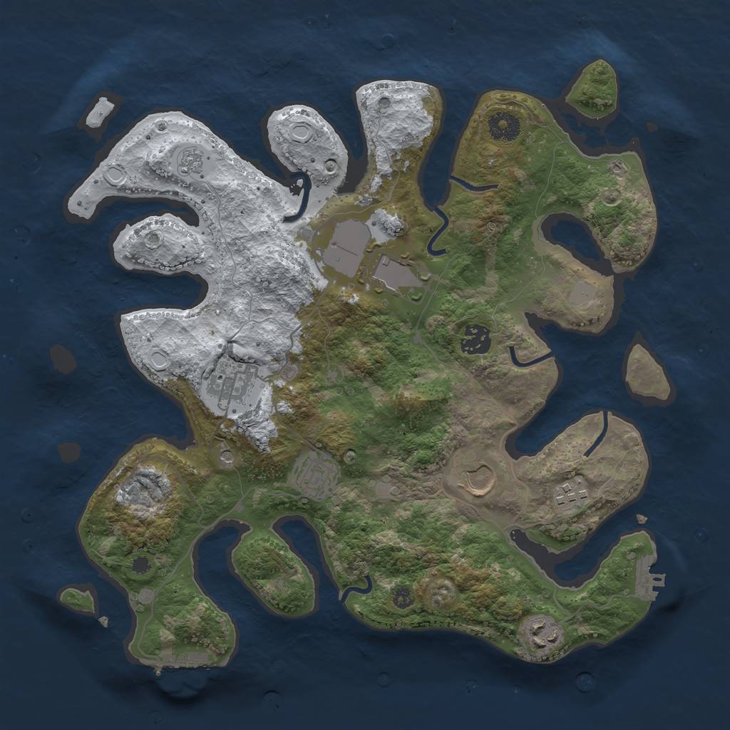 Rust Map: Procedural Map, Size: 3500, Seed: 1529780, 16 Monuments
