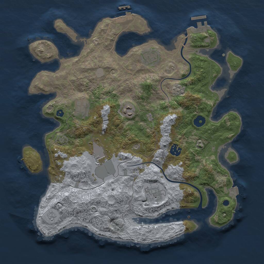 Rust Map: Procedural Map, Size: 3500, Seed: 560184, 13 Monuments