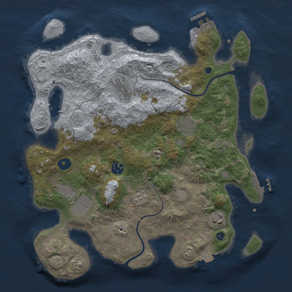 Rust Map: Procedural Map, Size: 3500, Seed: 4655739, 12 Monuments