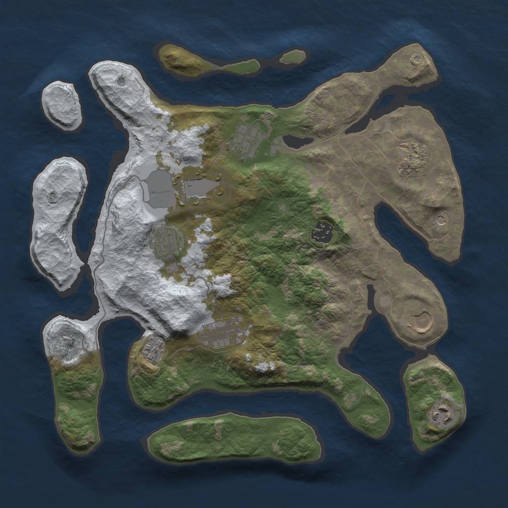 Rust Map: Barren, Size: 3500, Seed: 5265766, 12 Monuments