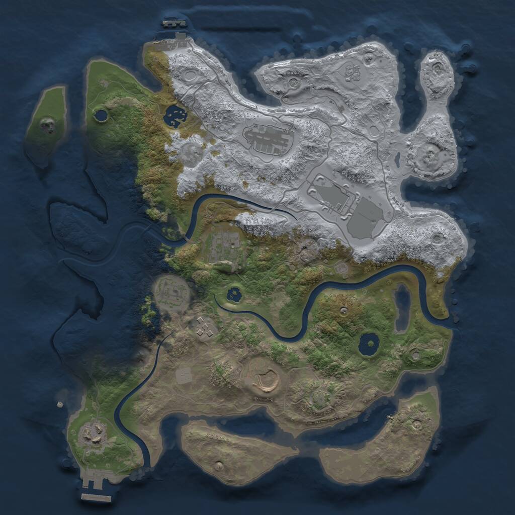 Rust Map: Procedural Map, Size: 3500, Seed: 2305608, 14 Monuments