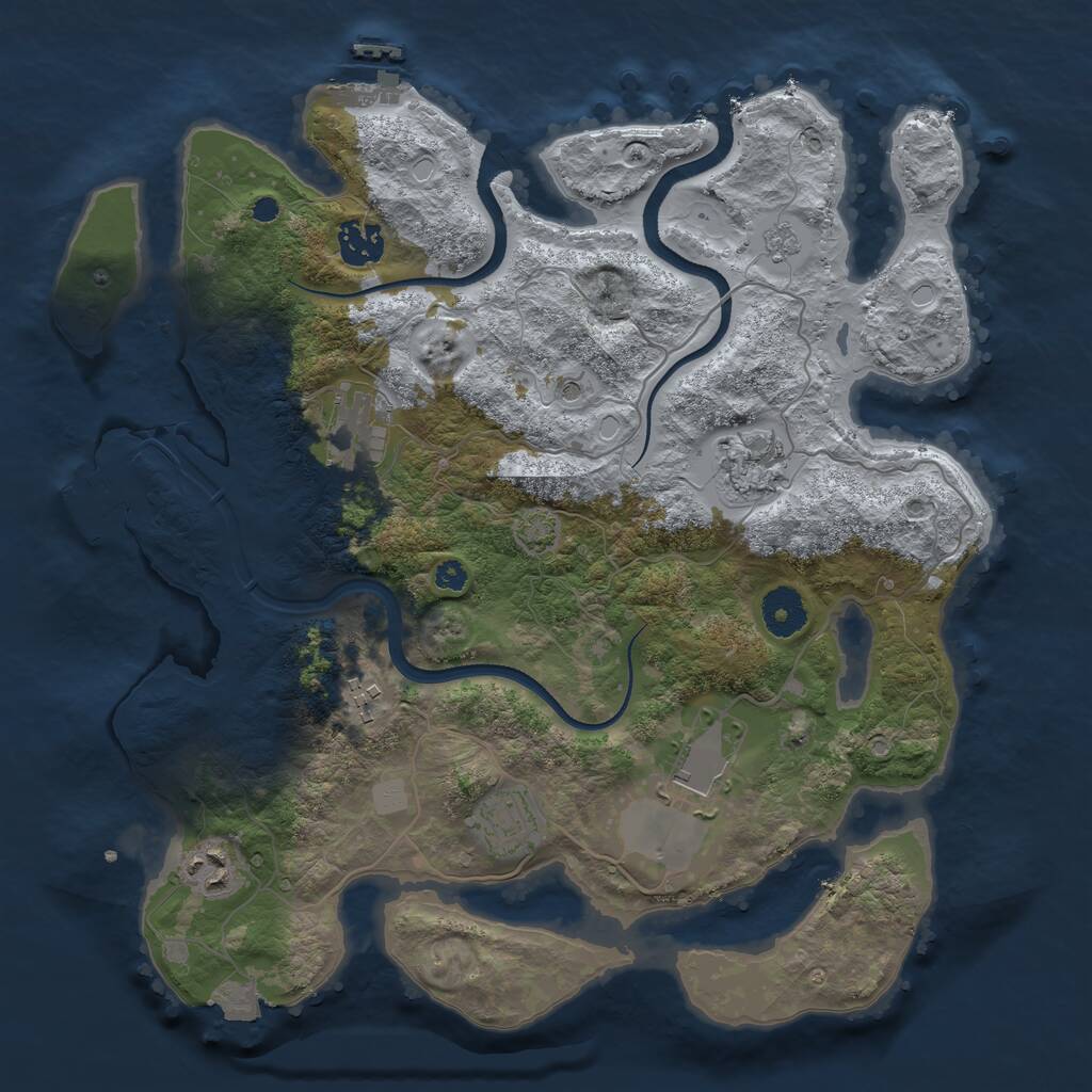 Rust Map: Procedural Map, Size: 3500, Seed: 2305608, 13 Monuments