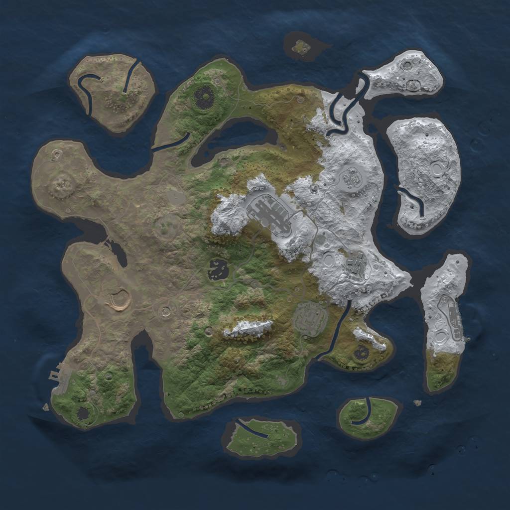 Rust Map: Procedural Map, Size: 3500, Seed: 5787357, 14 Monuments