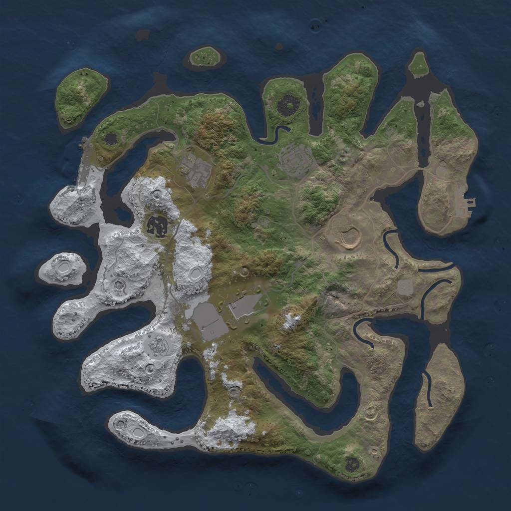 Rust Map: Procedural Map, Size: 3500, Seed: 2595631, 14 Monuments