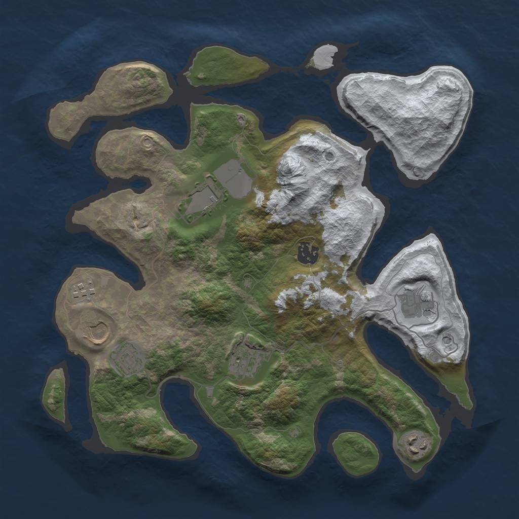 Rust Map: Barren, Size: 3500, Seed: 1701811, 11 Monuments
