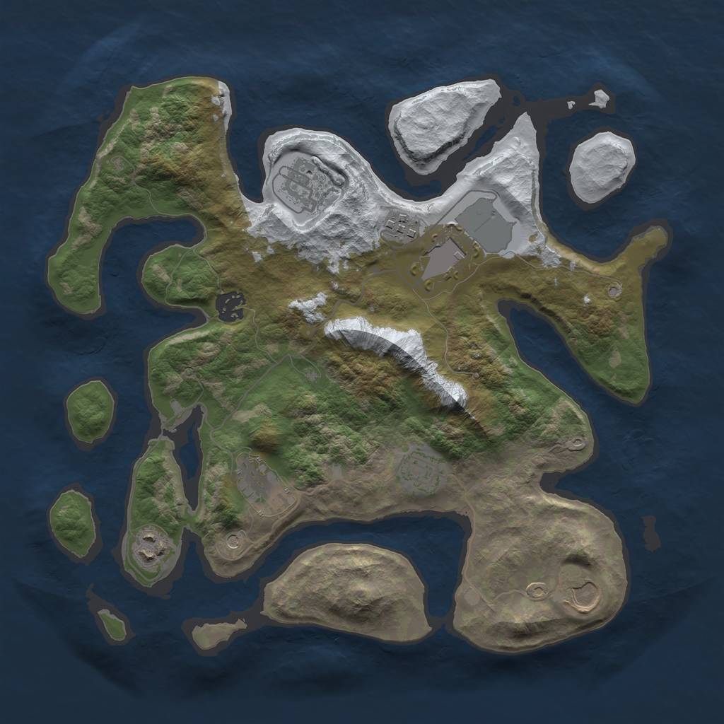 Rust Map: Barren, Size: 3500, Seed: 4960810, 11 Monuments