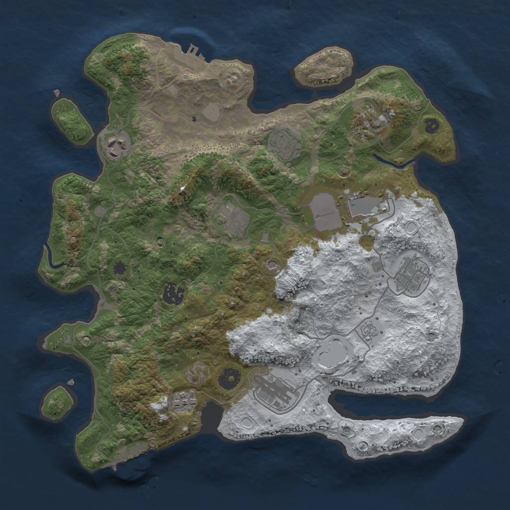 Rust Map: Procedural Map, Size: 3500, Seed: 6432870, 18 Monuments