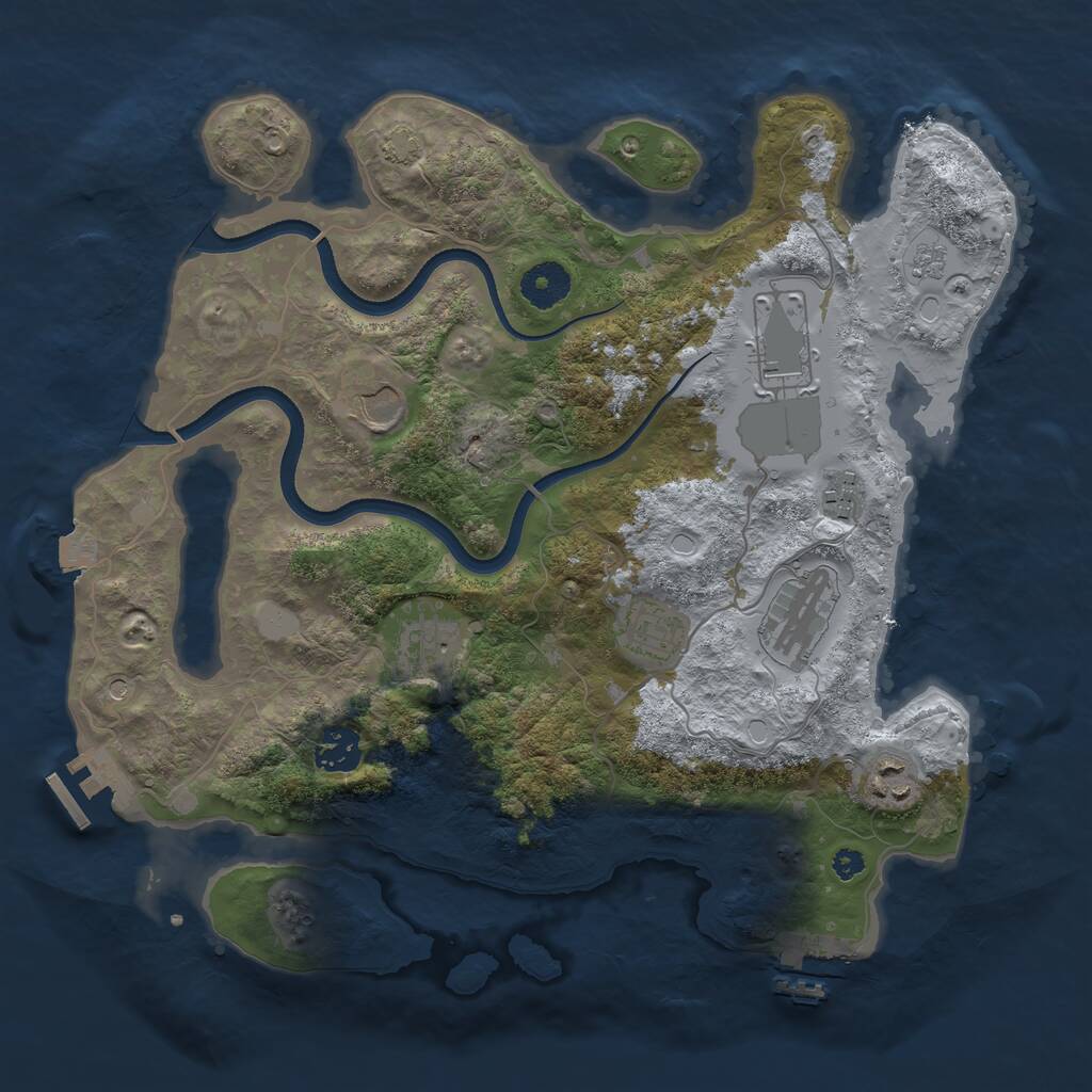 Rust Map: Procedural Map, Size: 3500, Seed: 1463984, 14 Monuments