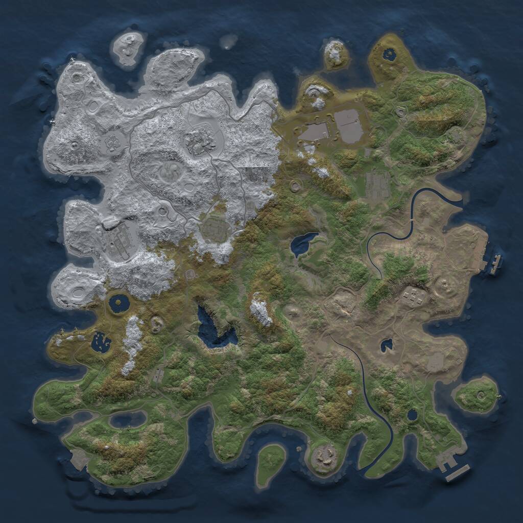 Rust Map: Procedural Map, Size: 4000, Seed: 921682, 14 Monuments