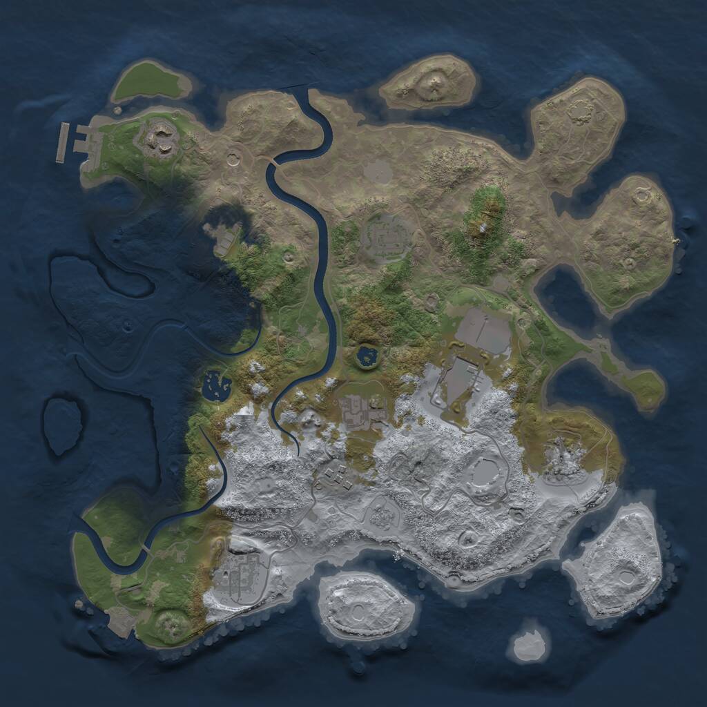 Rust Map: Procedural Map, Size: 3500, Seed: 1800371, 14 Monuments