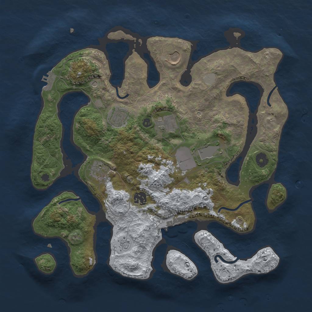Rust Map: Procedural Map, Size: 3500, Seed: 4445798, 15 Monuments