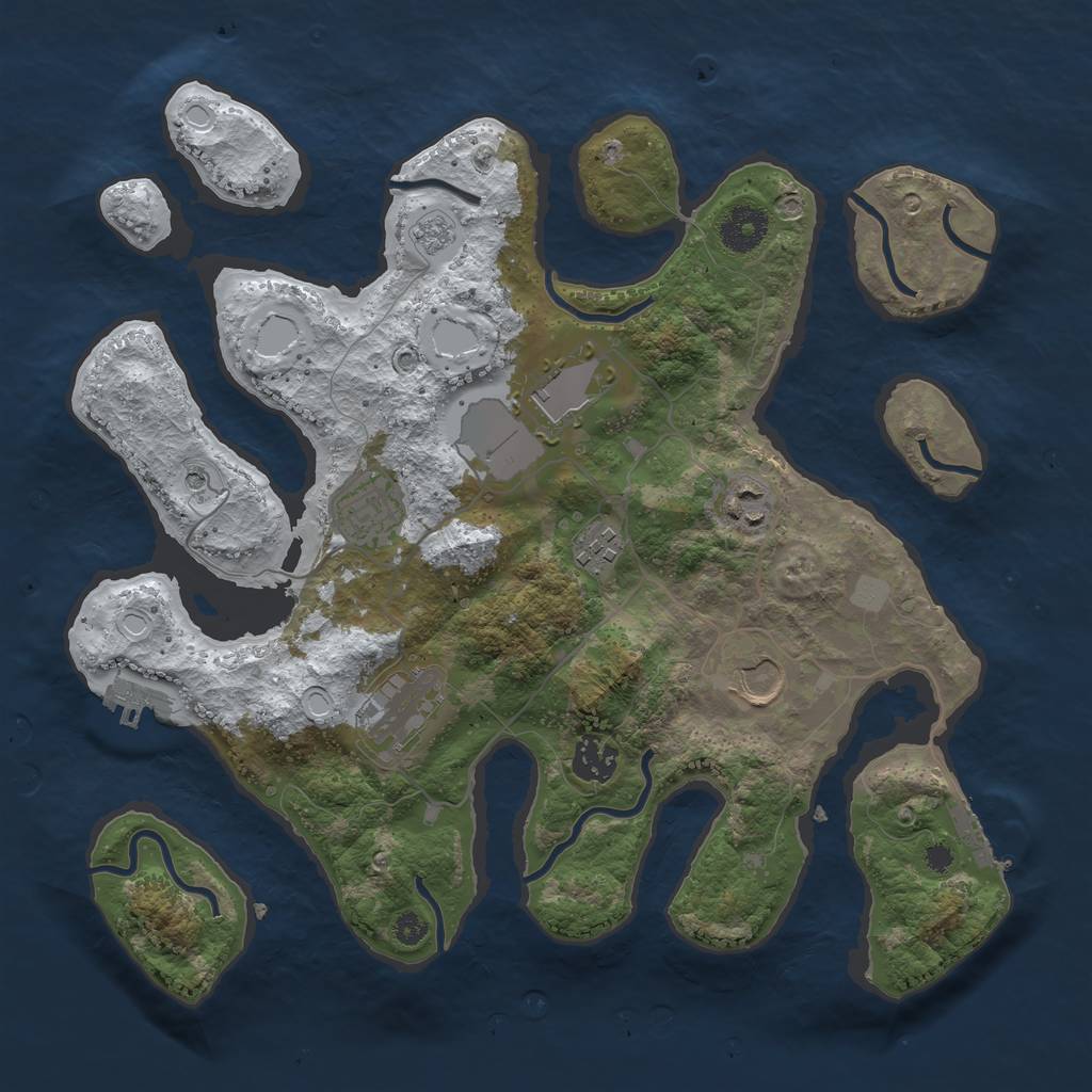 Rust Map: Procedural Map, Size: 3500, Seed: 3838642, 16 Monuments