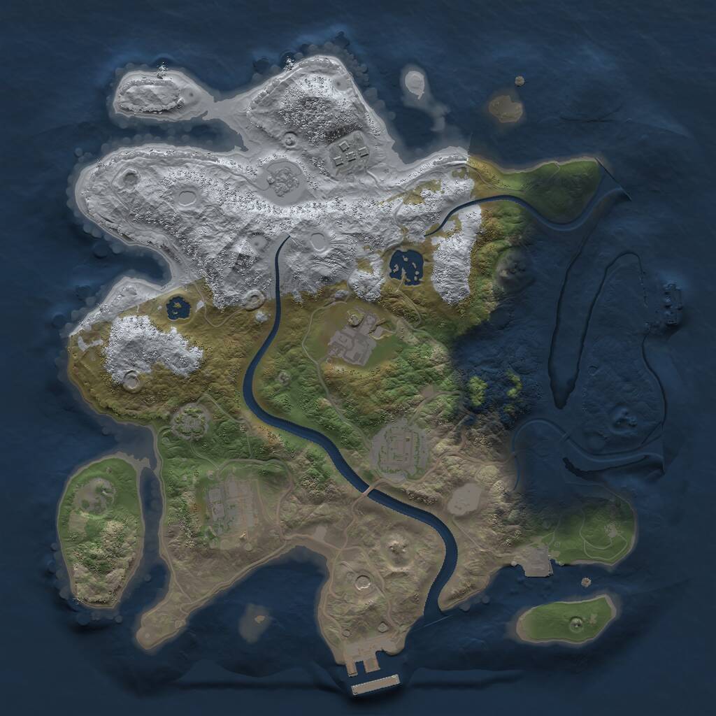 Rust Map: Procedural Map, Size: 3000, Seed: 1744414543, 11 Monuments
