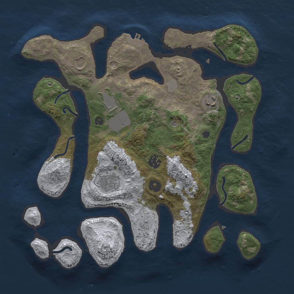 Rust Map: Procedural Map, Size: 3500, Seed: 1784753, 13 Monuments