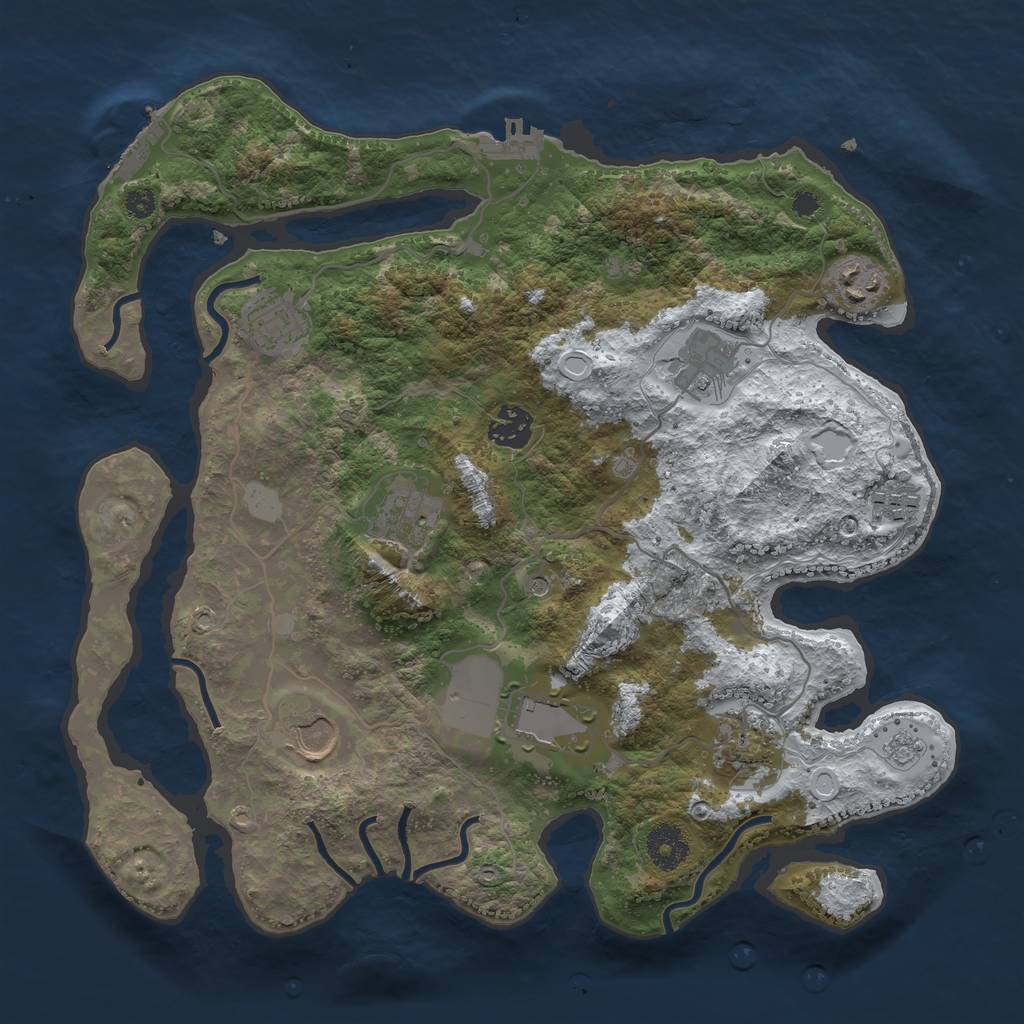 Rust Map: Procedural Map, Size: 3500, Seed: 1308212, 18 Monuments