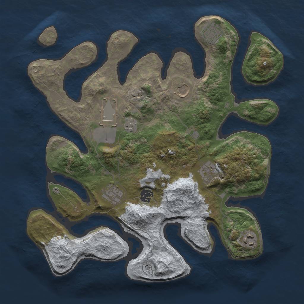 Rust Map: Barren, Size: 3500, Seed: 97453, 11 Monuments