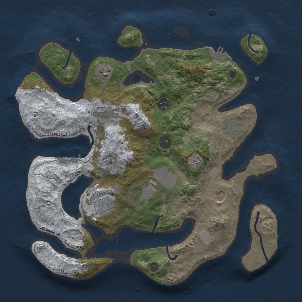 Rust Map: Procedural Map, Size: 3500, Seed: 30803, 17 Monuments