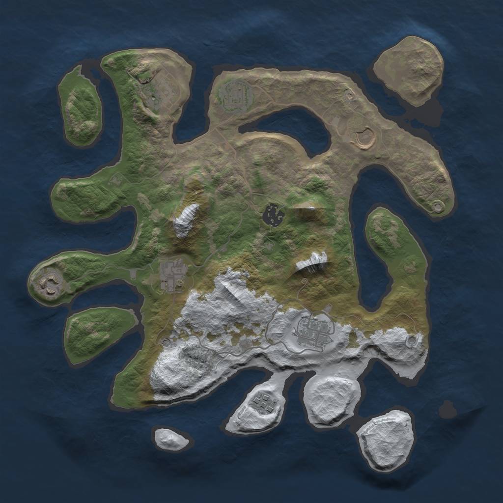 Rust Map: Barren, Size: 3500, Seed: 6275970, 11 Monuments