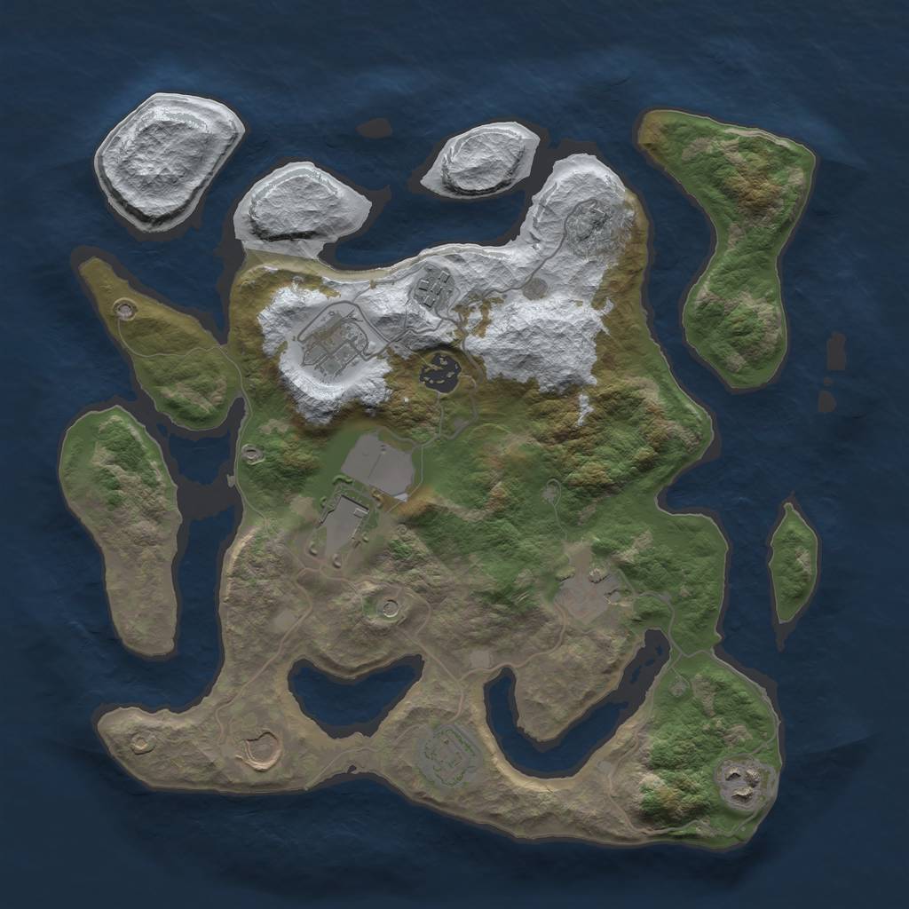 Rust Map: Barren, Size: 3500, Seed: 5807175, 11 Monuments