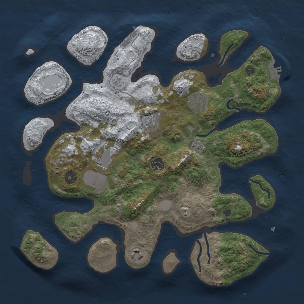 Rust Map: Procedural Map, Size: 3500, Seed: 245954, 14 Monuments