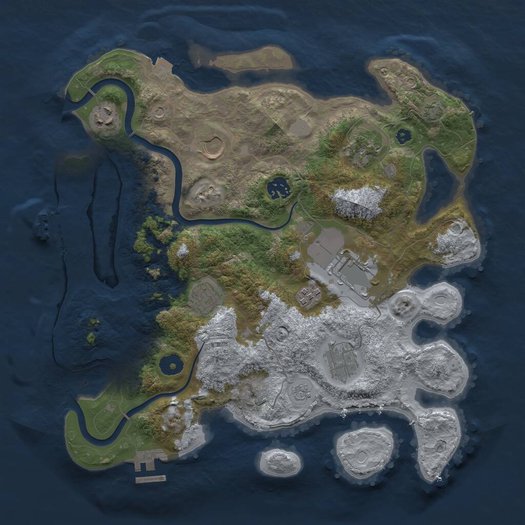 Rust Map: Procedural Map, Size: 3500, Seed: 4983006, 14 Monuments