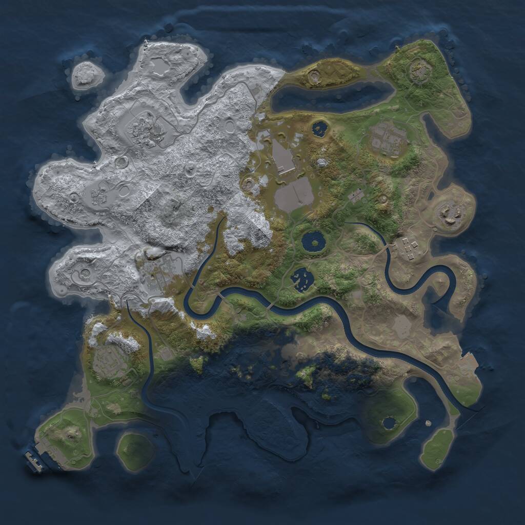 Rust Map: Procedural Map, Size: 3500, Seed: 4073362, 14 Monuments