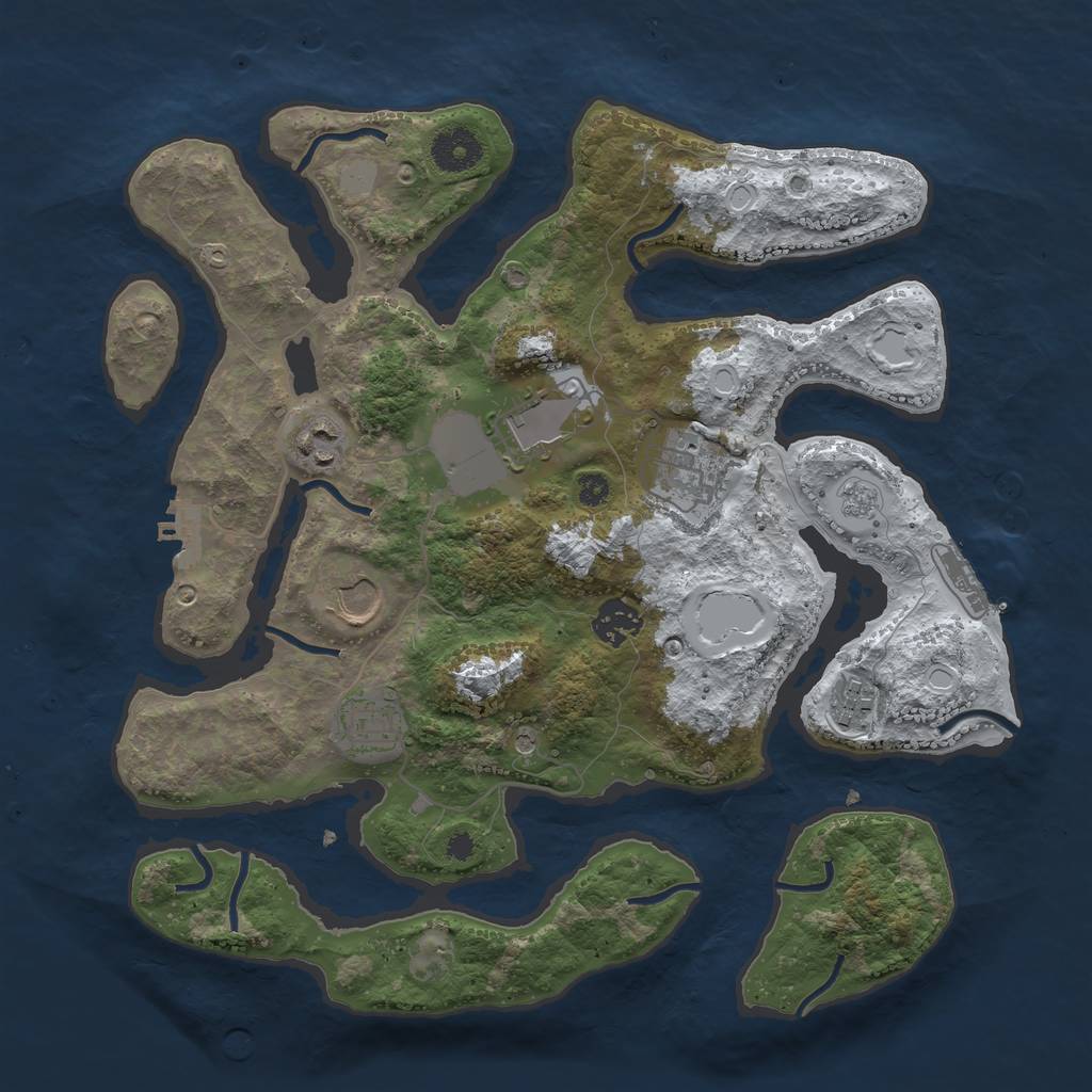 Rust Map: Procedural Map, Size: 3500, Seed: 5094107, 16 Monuments