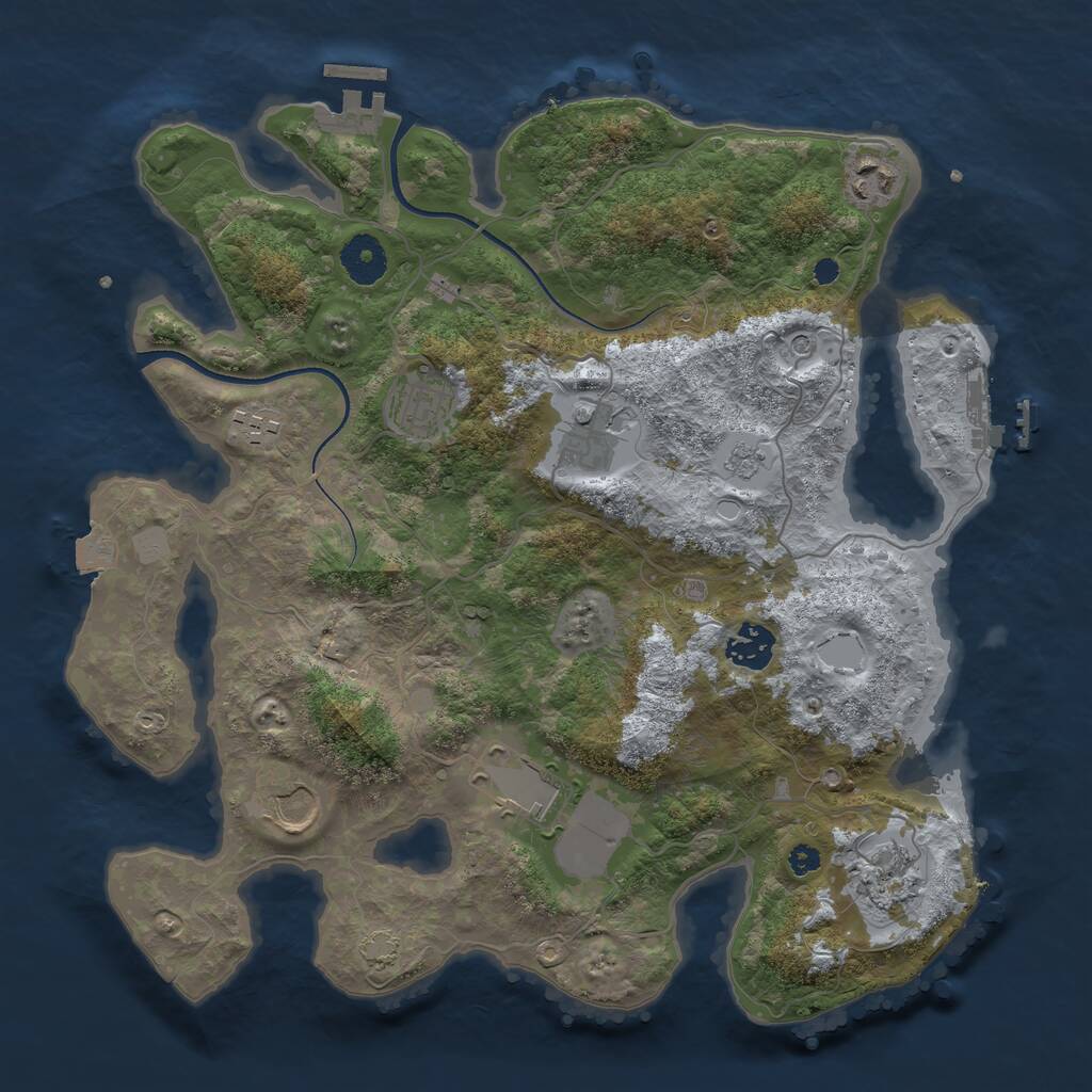 Rust Map: Procedural Map, Size: 3500, Seed: 4478784, 14 Monuments