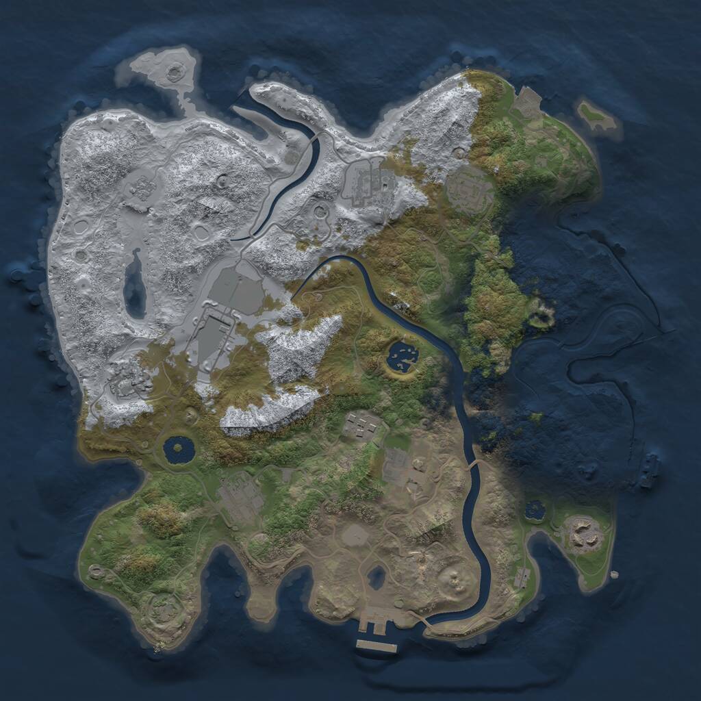 Rust Map: Procedural Map, Size: 3500, Seed: 3567185, 15 Monuments