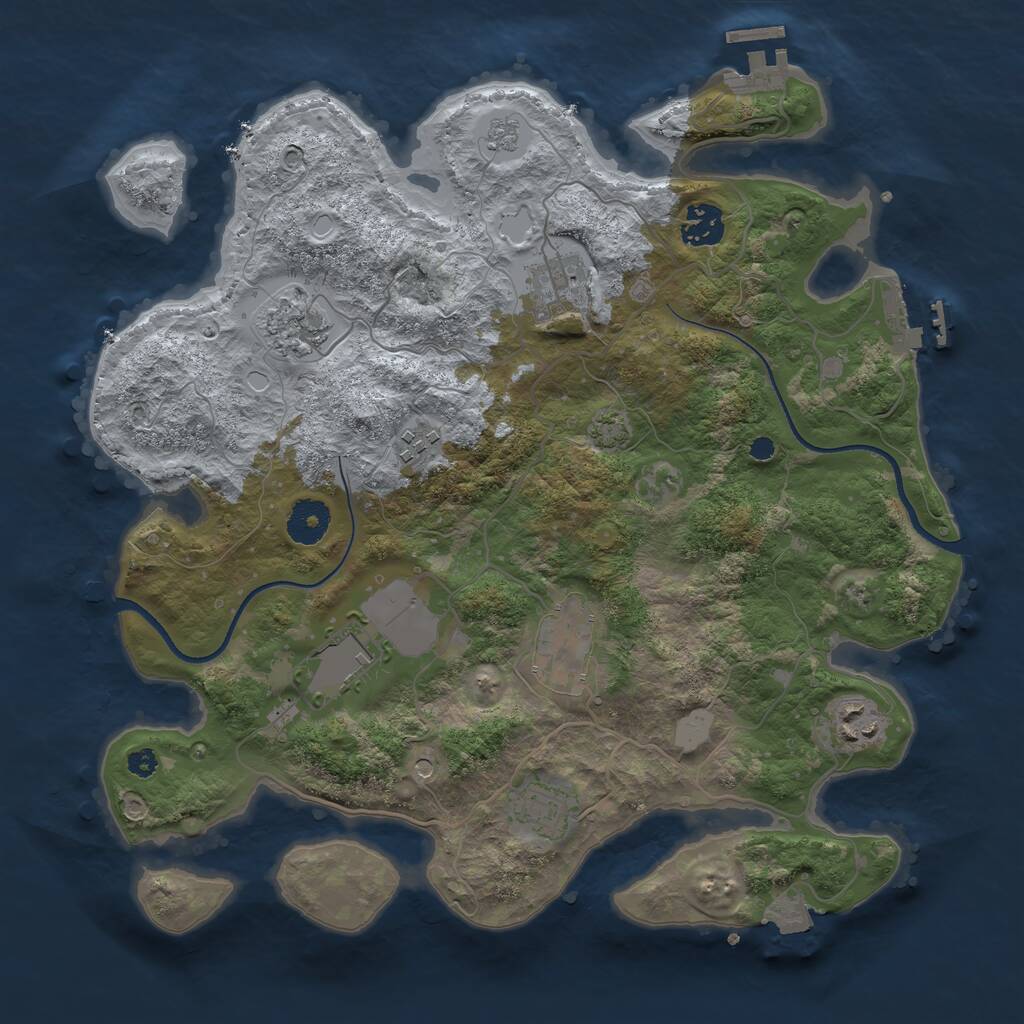 Rust Map: Procedural Map, Size: 3500, Seed: 3781643, 14 Monuments