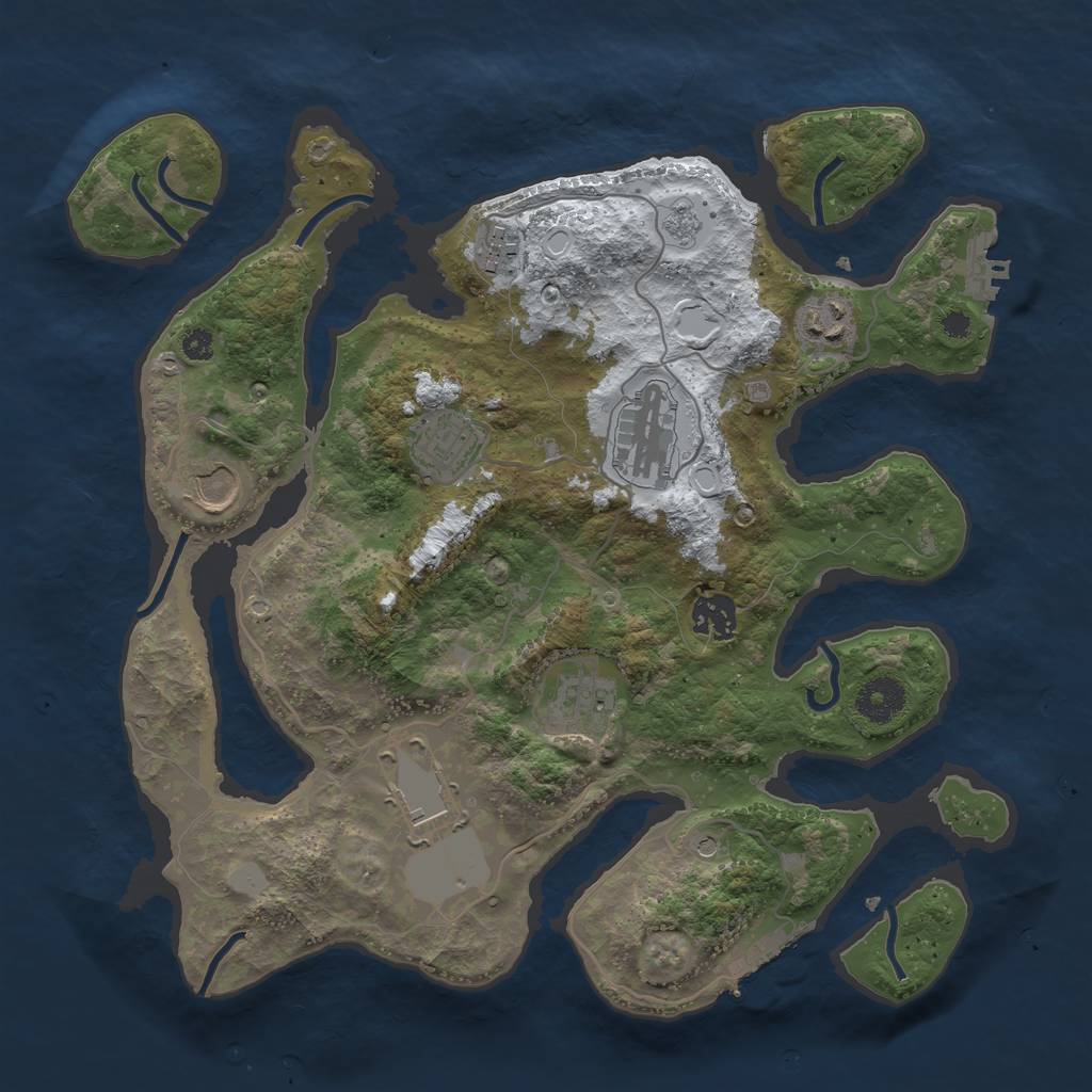 Rust Map: Procedural Map, Size: 3500, Seed: 2570969, 17 Monuments