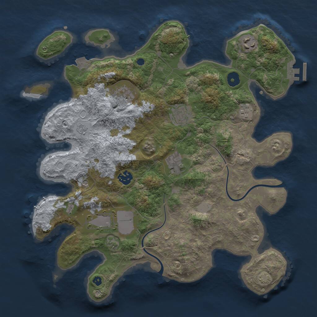 Rust Map: Procedural Map, Size: 3500, Seed: 4481092, 12 Monuments