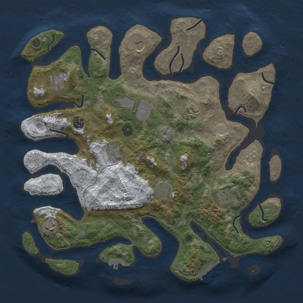 Rust Map: Procedural Map, Size: 4000, Seed: 5123651, 19 Monuments