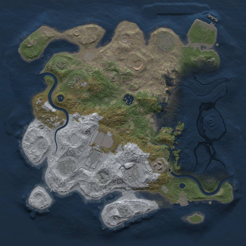 Rust Map: Procedural Map, Size: 3500, Seed: 6406290, 15 Monuments